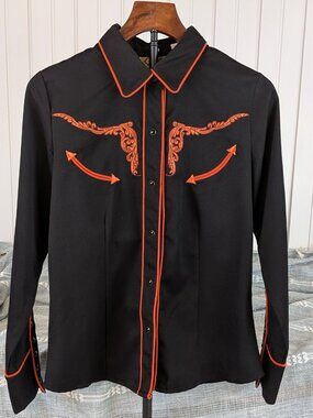 Scully Longhorn Embroidered Western Shirt Black XS PL-811